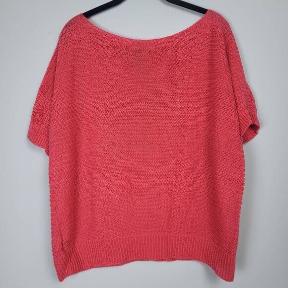 Lauren Ralph Lauren Womens 100% Linen Pullover Top Coral 1X Short Sleeve Boxy - Picture 2 of 6